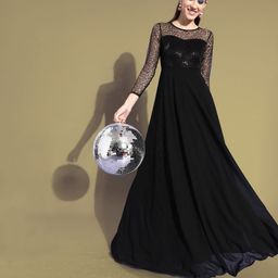 miss chase Women Maxi Black Full Length Dress-picture-40