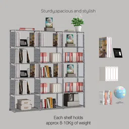 furure 15 Layer Multipurpose Portable SpaceSaving Cloth/Shoe/Books Shelf Home & Office Metal Open Book Shelf image 2