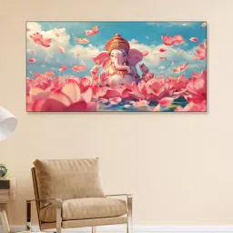 nestroots Canvas Framed Divine Ganesha in pink Delight Wall Painting-picture-21