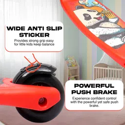 odelee Height Adjustable Kick Scooter for Unisex Kids with Rear Foor Brake & Led Wheels For Kids Tricycle image 4