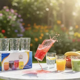 brc (Pack of 6) Premium Water & Juice Plastic Glasses | Transparent | Pack of 6 Glass Set Water/Juice Glass image 4