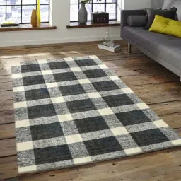 Grey Geometric Wool 4 ft x 6 ft Hand Tufted Carpet by Saraswati Global-image-98