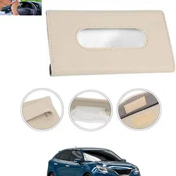 ccmm Universal Leatherite Beige Rectangle Tissue Paper Box/Dispencer For Car-31 Vehicle Tissue Dispenser image 1