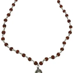 madhavi jewellery Hanuman Ji With rudraksha mala Necklace Special price Silver Beads Brass, Wood Locket image 5