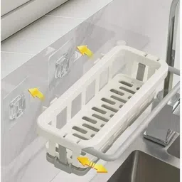 vamdhan enterprise Dish Drainer Kitchen Rack Two Tone Hanging Drain Rack with Retractable Storage | Sponge Drain Tray Plastic image 4