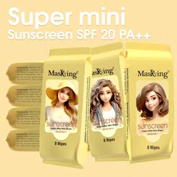 masking Sunscreen Super mini UV, UVA & UVB protection wipes for toned Skin - SPF 20 PA++ image 2