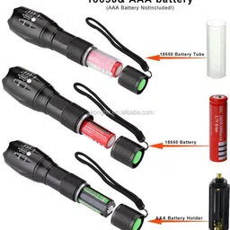 cicasto LED Zoom Torch Light 18650 Rechargeable Handheld Light for Self Defensive 5 hrs Torch Emergency Light image 1