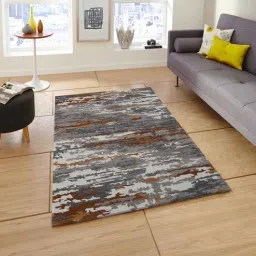 Orange Abstract Viscose 3 ft x 5 ft Hand Tufted Carpet by Saraswati Global-image-9