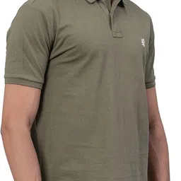 red tape Men Solid Polo Neck Pure Cotton Green T-Shirt image 2