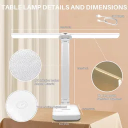 akr Powerful Rechargeable Folding Table Lamp with 2 Heads Touch LED Reading Light Table Lamp image 3