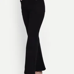 broadstar Women Flared Black Lycra Blend Trousers image 2