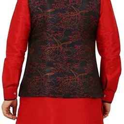 ethzy Men Jacquard Kurta Pyjama Ethnic Jacket Set image 2