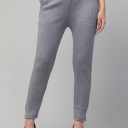 diamond ruby Women Regular Fit Grey Wool Trousers-picture-14