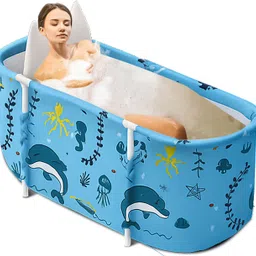 bathremedy Inflatable Foldable Bath Tub for Adults Thickened Insulated SPA Tub for Bathroom | Portable Ice Bath Tub with Drainage Hole | Home Use Soaking Tub (BlueWave) Free-standing Bathtub-picture-43