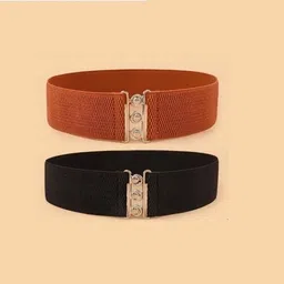 hapani fashion Women Party, Evening Beige, Black Fabric, Metal Belt-picture-32