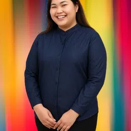 wingzss Women Regular Fit Solid Mandarin Collar Casual Shirt-picture-23