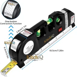 kitchiq Multipurpose Laser Level Kit - Standard Cross Line Leveler Beam Tool With Rulers ABS Material for Picture Hanging cabinets Tile Walls Non-magnetic Line Level image 2