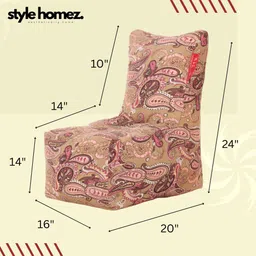 style homez Large CANVAS CLASSIC CHAIR, Cotton Paisley Printed Bean Bag Chair With Bean Filling image 3