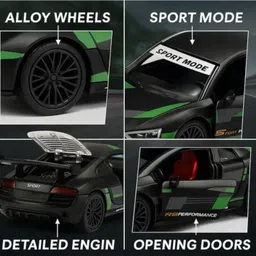 jai toys 1:36 Premium Diecast Audi R8 Metal Toy Car Pull Back with Opening Doors image 3