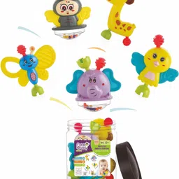 beebaby My First Beastie Rattles with Storage Jar, Set of 5 toys, BPA Free. Rattle-picture-20