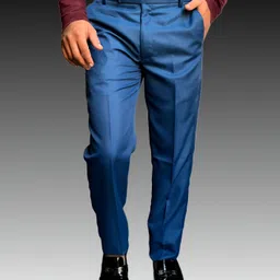 burraq collection Men Regular Fit Dark Blue Cotton Blend Trousers image 1