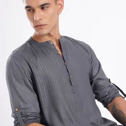 anouk rustic Men Self Design Viscose Rayon Straight Kurta-picture-22