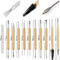 artistery 11 Pcs Ceramic Wooden Handle Professional Tools Kit for Clay Pottery, Sculpting Engraving Set image 4