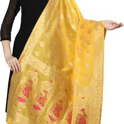 rrk Art Silk Woven Black Women Dupatta image 1