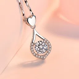 myki Heart drop Necklace Fashion Jewelry For Women & girls Silver Swarovski Zirconia Sterling Silver Pendant-picture-17