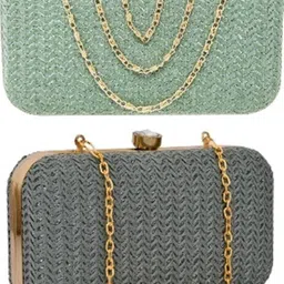 houseofcommon Casual, Formal, Party, Sports Green, Grey Clutch-picture-14