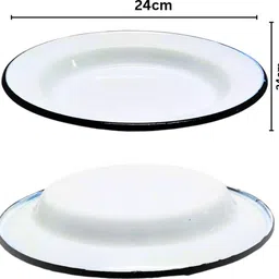 slasho Enamel Dinner Plate Set/ Full Size White Dinner Plates Dinner Plate image 2