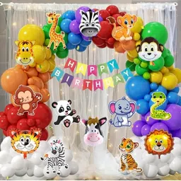 Solid Jangle Safari Animal Theme Birthday Decoration Kit (Set of 93) Airwalker-image-3