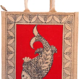 tossa Beige Men & Women Tote Jute Bag with Madhubani Print, Jute Bag for Shopping, Office, Lunch, and Gifting-picture-37
