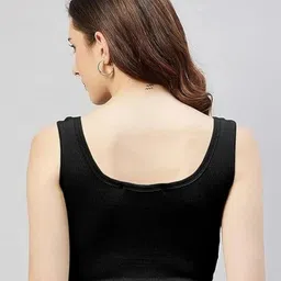 chroma style Pack of 2 Casual Sleeveless Solid Women Black, White Top image 2
