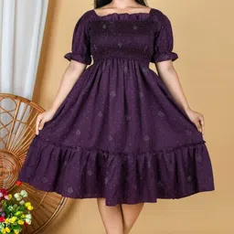 kmolla Women Gown Purple Knee Length Dress-picture-35