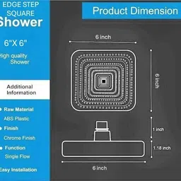 debaths 6 inch STEP EDGE 15.5cmX15.5cm SQUARE OVERHEAD SHOWER (W/O SHOWER ARM) Fixed Mount image 2