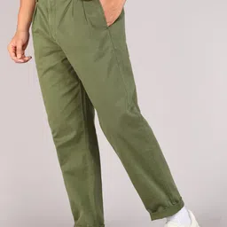 louis philippe jeans Men Relaxed Dark Green Cotton Blend Trousers image 3