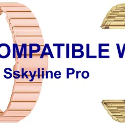 ACM WSM20H22RSGGL3474 Pack of 2 Watch Strap Adjustable Steel 22mm for Corseca Sskyline Pro Smartwatch (Rose Gold Pink/Champagne Gold) Smart Watch Strap-image-66