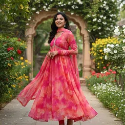dsv Floral Print Georgette Stitched Anarkali Gown-picture-25