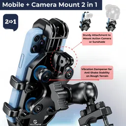yellowfin Claw Grip Motorcycle Mobile Holder with Vibration Damper & Action Camera Mount Bike Mobile Holder image 2