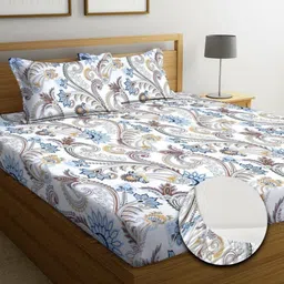 kurry home furnishing 250 TC Microfiber Double Floral Fitted (Elastic) Bedsheet-picture-19