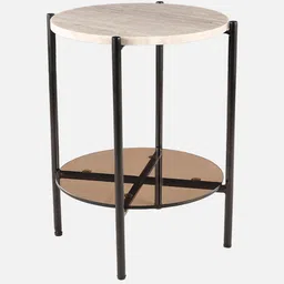 hometown Clara Marble Top End Table In Brown Colour image 3