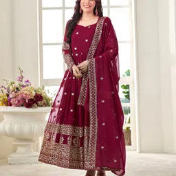 skyliner Embroidered Georgette Stitched Anarkali Gown image 5