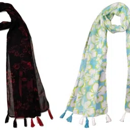 xmsfashion Printed Chiffon Women Multicolor Scarf, Stole, Fancy Scarf-picture-25