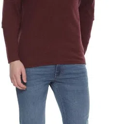 allen solly Men Woven Round Neck Maroon Sweater image 5