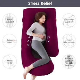 villagers LUXURY Microfibre Solid Pregnancy Pillow Pack of 1 image 2