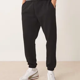 Men Solid Black Track Pants-image-1