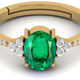 evelyn craft Natural Emerald Stone Gold & Silver PlatedAdjustable Ring For Women's and Men's Sterling Silver Emerald Ring image 2