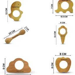 natural.toys Wooden Teether Combo 5 Pc Teether With 2 Pc Soother for kids Teether image 2