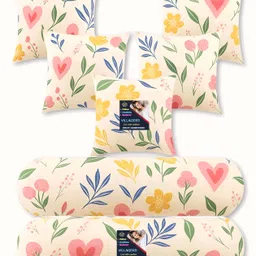 villagers Microfibre Bolster Pack of 7 Floral 5 Cushion and 2 Bolster-picture-15